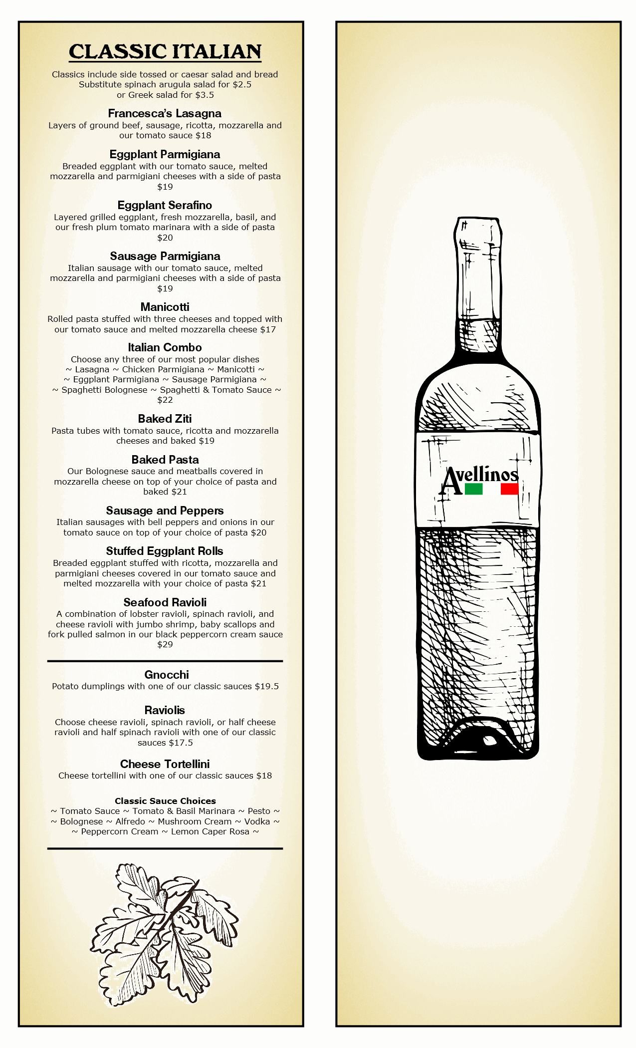 Avellinos Restaurant Menu 2508 p2