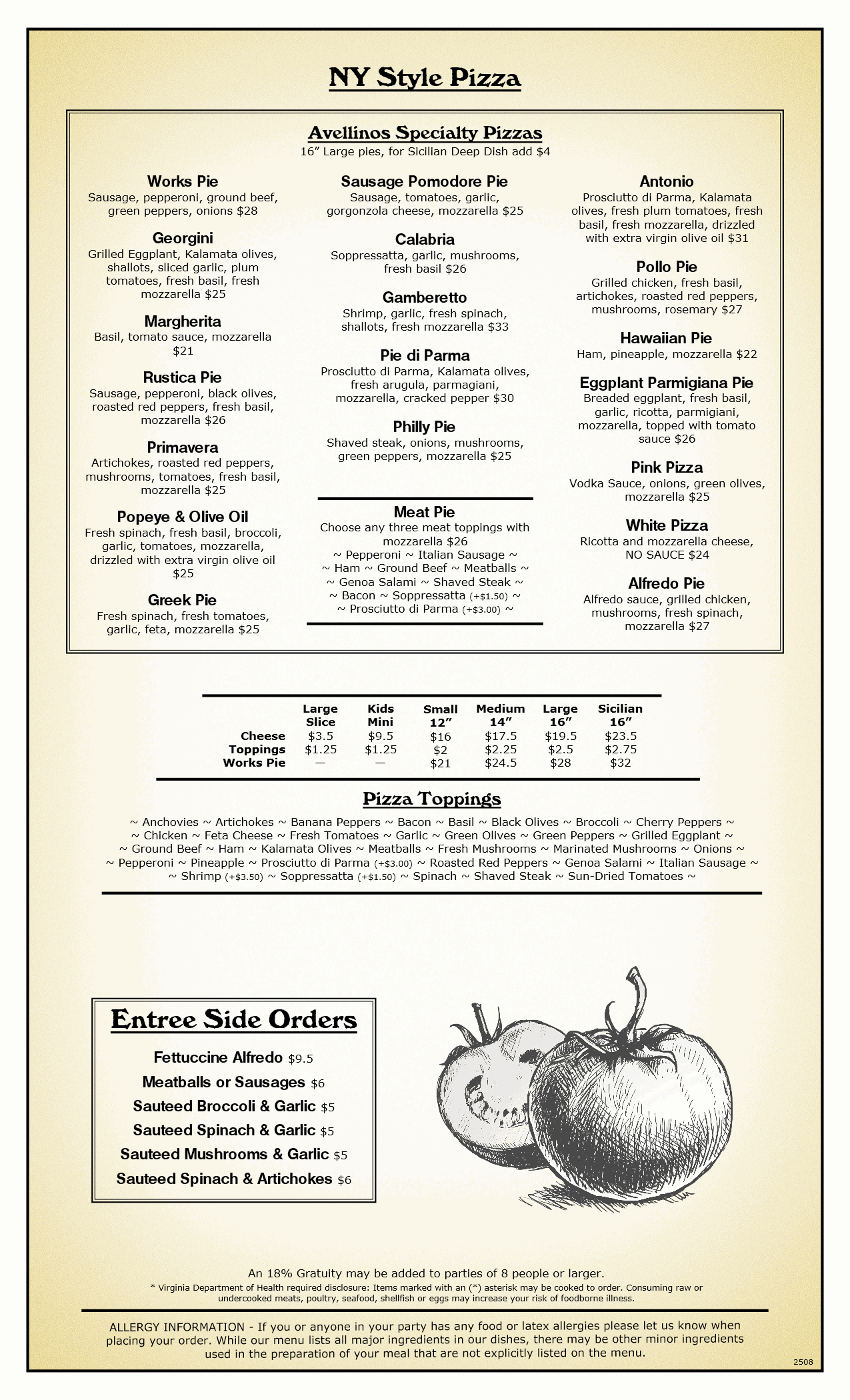Avellinos Restaurant Menu 2508 p6